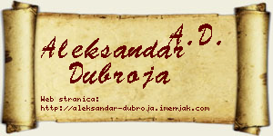 Aleksandar Dubroja vizit kartica